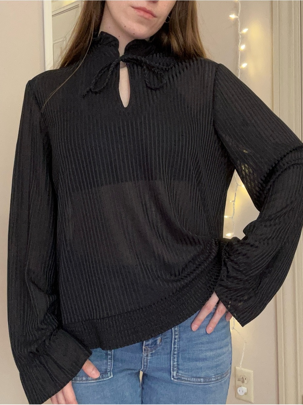 Vintage Black Sheer Blouse